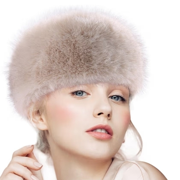Accessories - Sale Faux Fur Headband in White + Cream. Ear Muff Ear Warmer.